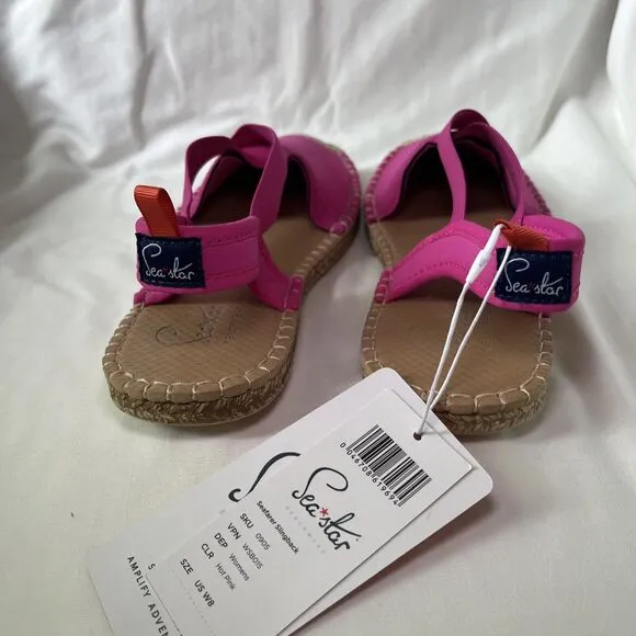 Sea Star Beachwear Women's Seafarer Slingback Sandals Hot Pink Size 8 NWT