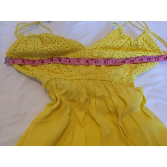 Seaspice Women's M Yellow Peruvian Cotton Crochet Sundress Boho Beach Resort