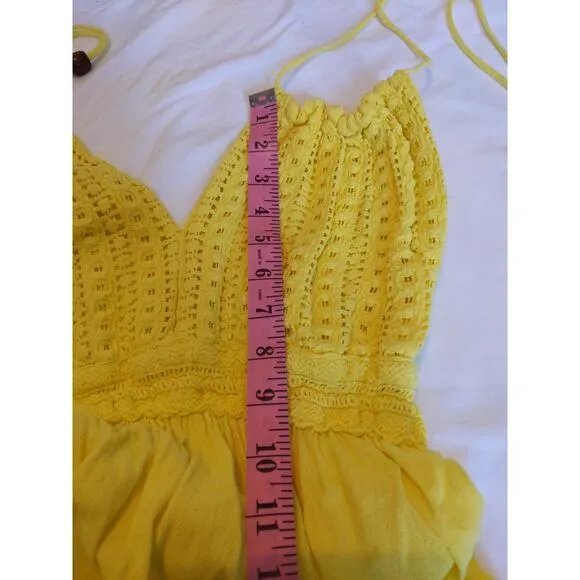 Seaspice Women's M Yellow Peruvian Cotton Crochet Sundress Boho Beach Resort