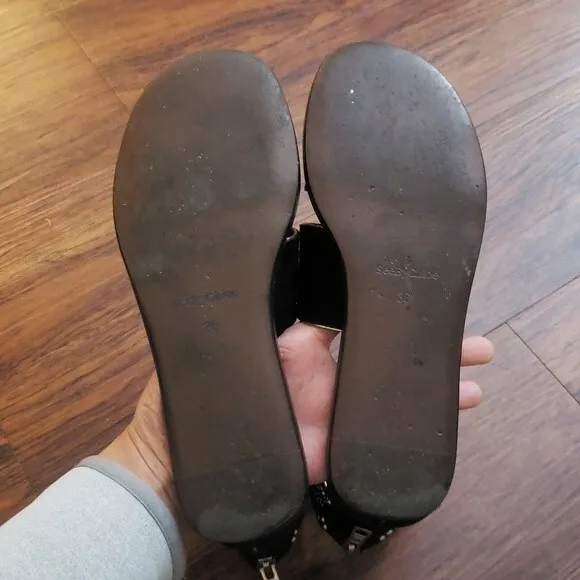 See By Chloe Black Suede Leather Gold Rivet Design Sandals Size 36