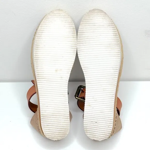 See By Chloe Espadrille Sandals Womens 35 4.5 Brown Scalloped Metallic Leather