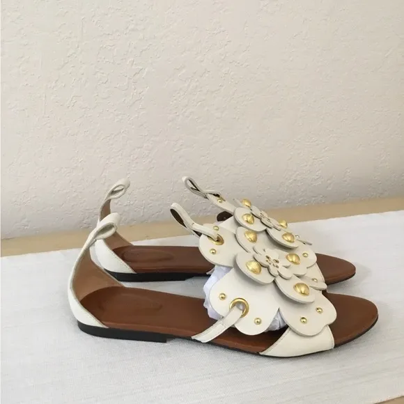 See by Chloe Haya Flower Studded Leather Sandals size 36 missing straps