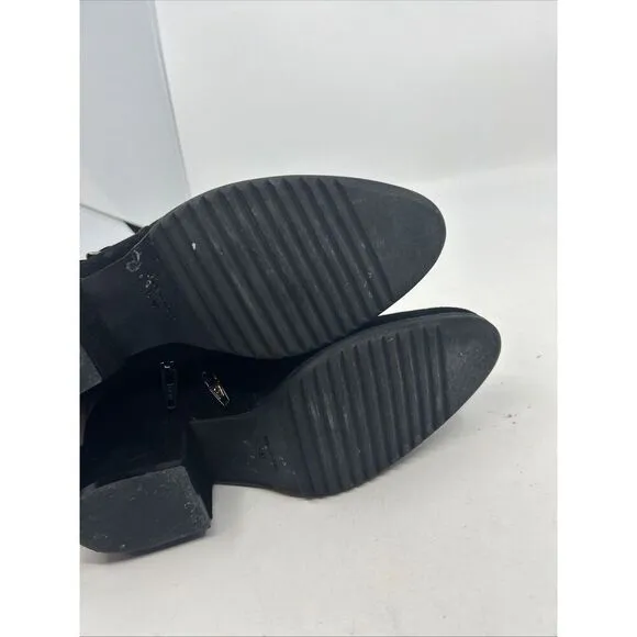 Sesto Meucci Black Classic Suede Ankle Italian Boots Block Heel Womens 6 m ITALY
