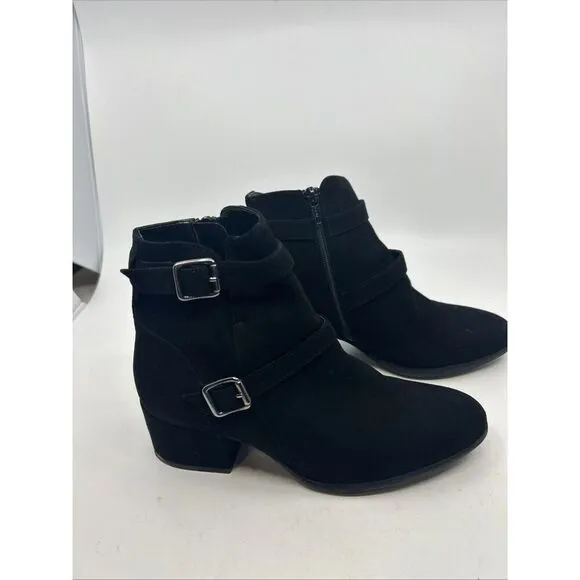 Sesto Meucci Black Classic Suede Ankle Italian Boots Block Heel Womens 6 m ITALY