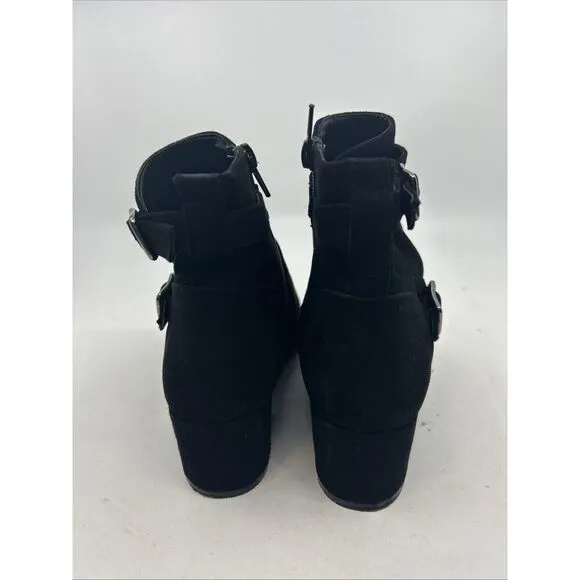 Sesto Meucci Black Classic Suede Ankle Italian Boots Block Heel Womens 6 m ITALY