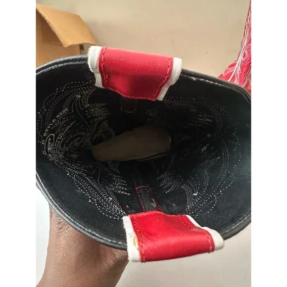 SF Boots Vintage Western Cowboy Rodeo Pull On Red Leather Women's Size 7.5