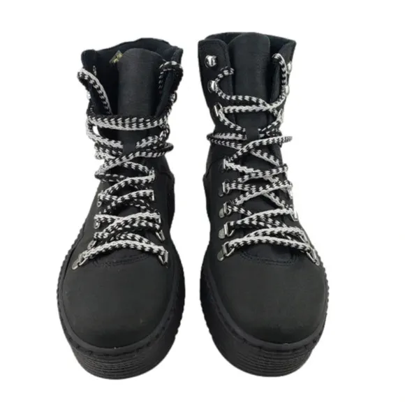 Shoe The Bear Agda Nubuck Lace Up Boot Black Leather Platform Women's Size 38