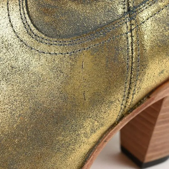 Shyanne Womens Gold Leather SASS Western Boots Pointed Toe Size 9.5
