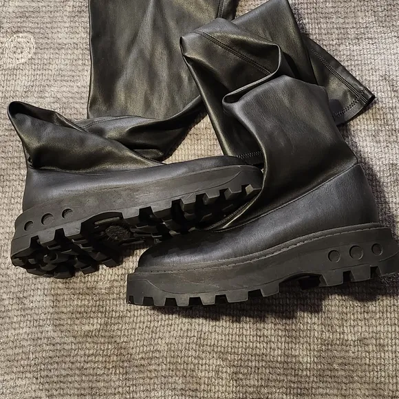 Simon Miller Vegan Tall Scrambler Boots Size 35 Chunky Heel, Goth