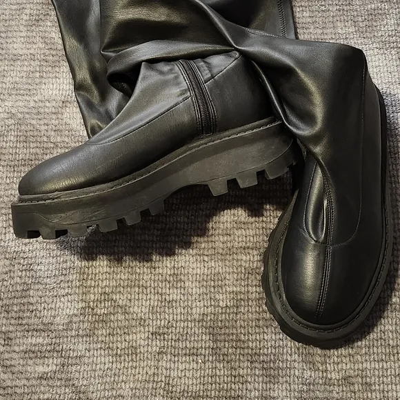 Simon Miller Vegan Tall Scrambler Boots Size 35 Chunky Heel, Goth