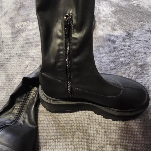 Simon Miller Vegan Tall Scrambler Boots Size 35 Chunky Heel, Goth