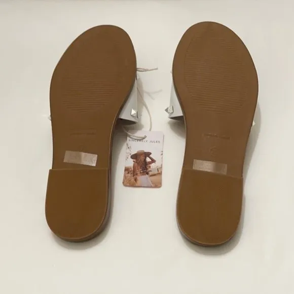 SINCERELY JULES Tyler White Studded Slide Sandals