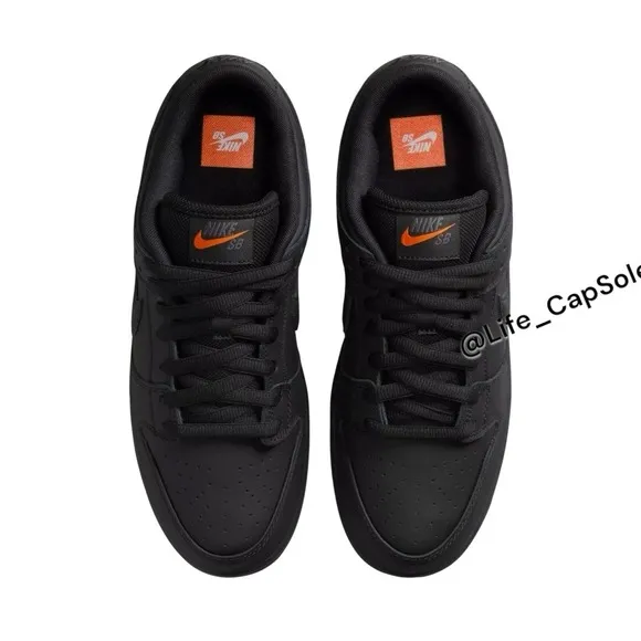 Size 5 Nike SB Dunk Low Pro ORANGE LABEL ISO Triple Black Men's Women's Size 6.5