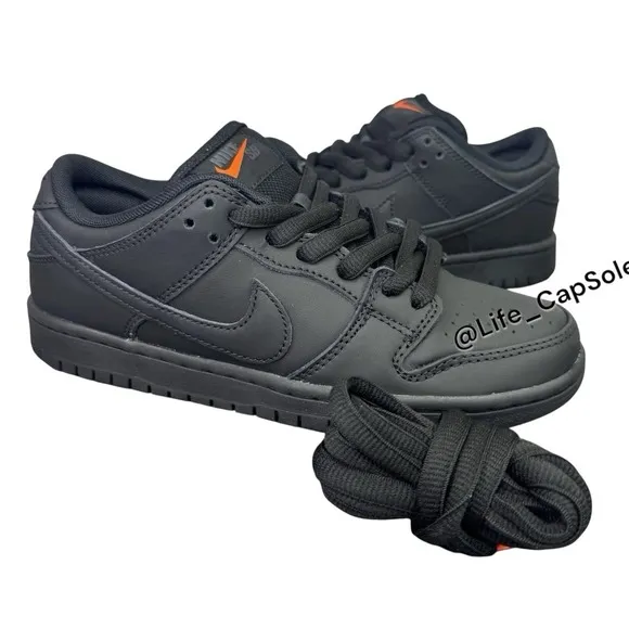 Size 5 Nike SB Dunk Low Pro ORANGE LABEL ISO Triple Black Men's Women's Size 6.5