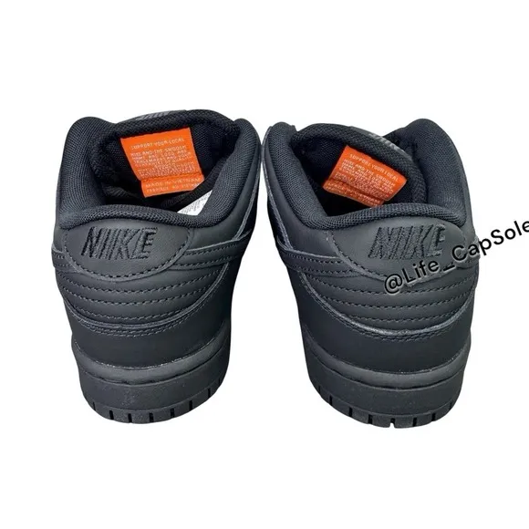 Size 5 Nike SB Dunk Low Pro ORANGE LABEL ISO Triple Black Men's Women's Size 6.5