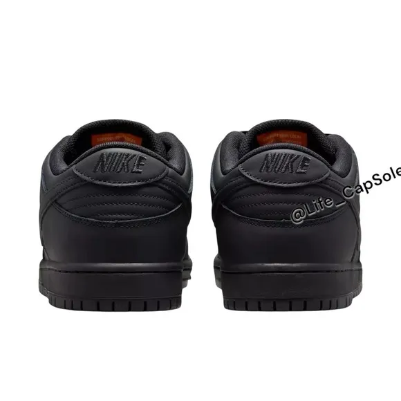 Size 5 Nike SB Dunk Low Pro ORANGE LABEL ISO Triple Black Men's Women's Size 6.5
