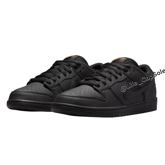 Size 5 Nike SB Dunk Low Pro ORANGE LABEL ISO Triple Black Men's Women's Size 6.5
