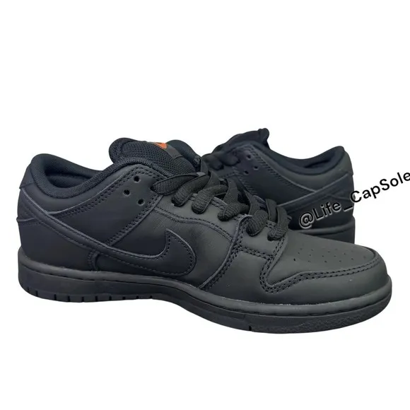 Size 5 Nike SB Dunk Low Pro ORANGE LABEL ISO Triple Black Men's Women's Size 6.5