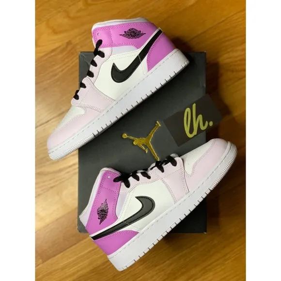 Size 6y/ 7.5w Air Jordan 1 Mid “Barely Grape” Athletic Basketball Sneakers DQ842