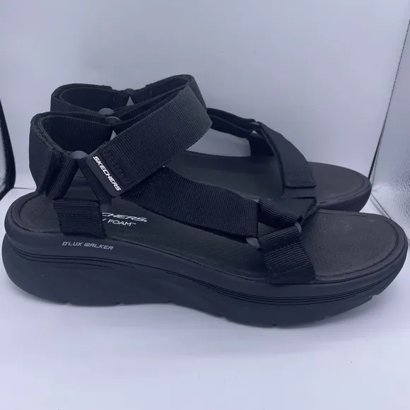 Skechers mens sport d’lux walker black sandals Size 12