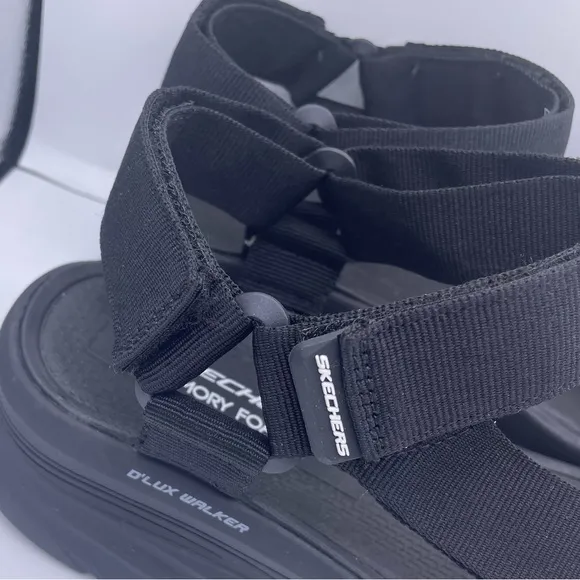 Skechers mens sport d’lux walker black sandals Size 12