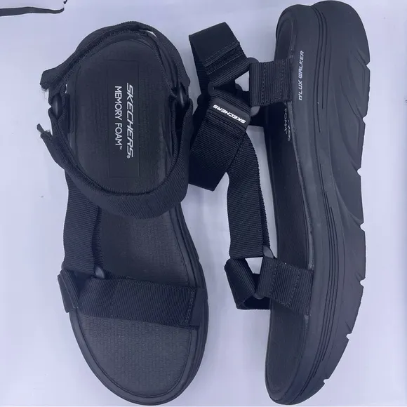 Skechers mens sport d’lux walker black sandals Size 12