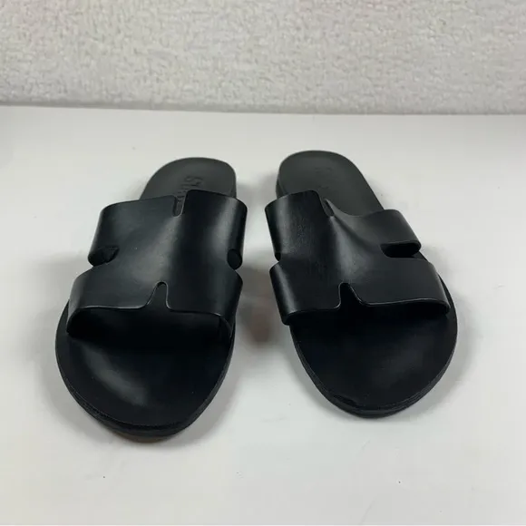 Slaye Womens Black Sandals Leather Greek EUR 40 US‎ 10 NWOB 7360