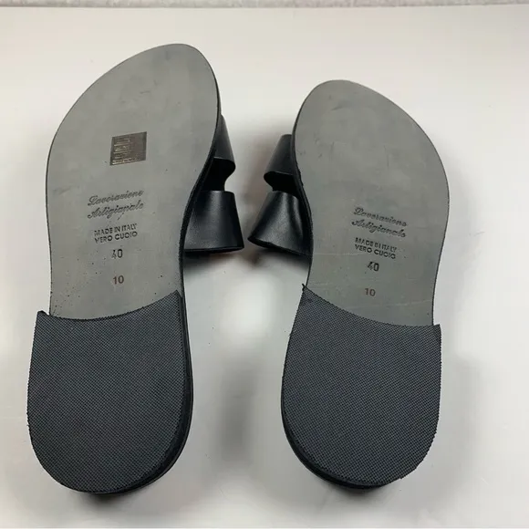 Slaye Womens Black Sandals Leather Greek EUR 40 US‎ 10 NWOB 7360