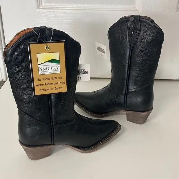 Smoky Mountain Black Victoria Sequin Cowgirl Boots Size 11 NEW
