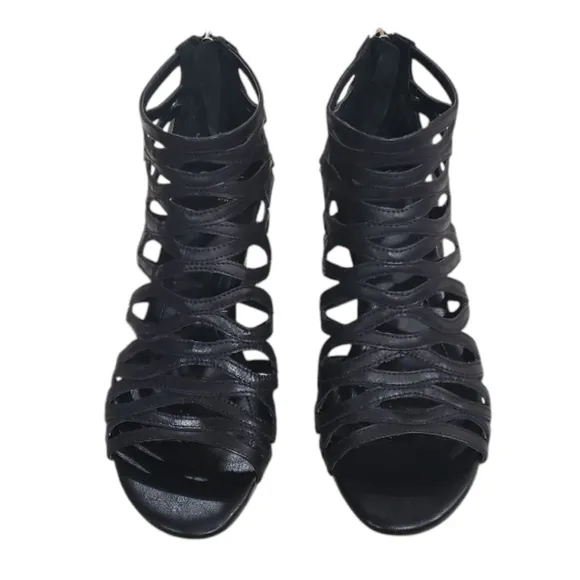 Sofft Francesca Leather Wedge Sandals With Back Zip Detail