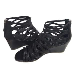 Sofft Francesca Leather Wedge Sandals With Back Zip Detail