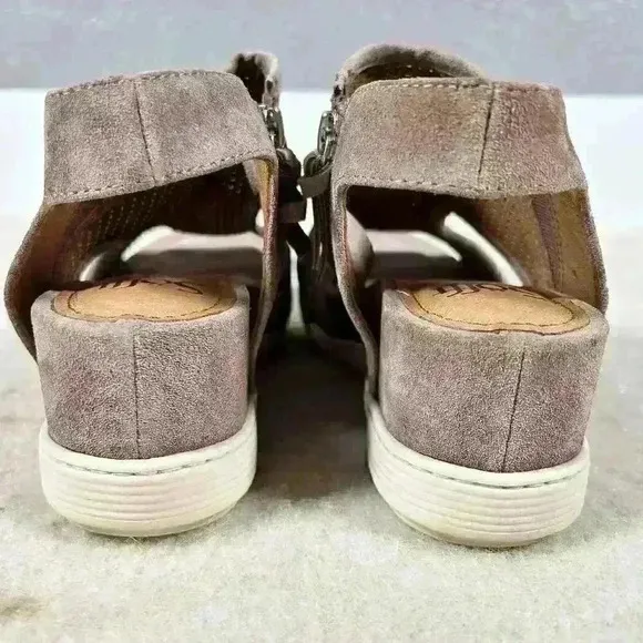 SOFFT Shandi Platform Wedge Leather Sandal Ankle Zip Lilac Purple Women Size 6