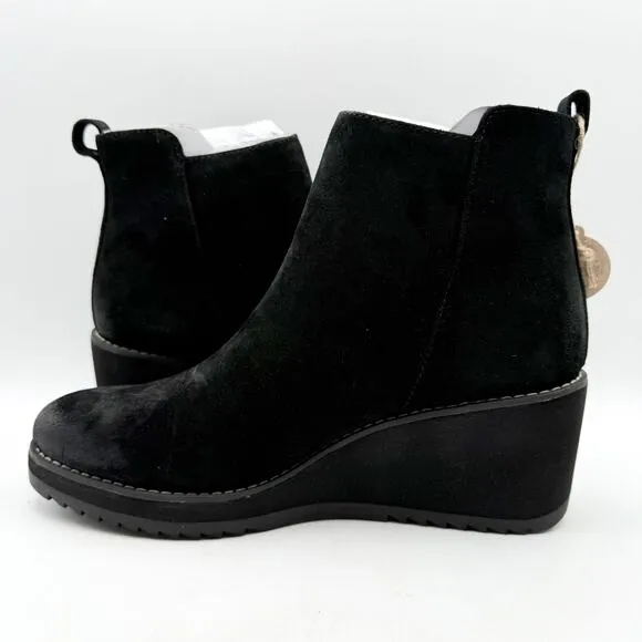 Sofft Womens Emeline Boots US 9.5M EU 41 Black Wedge Waterproof Suede NIB