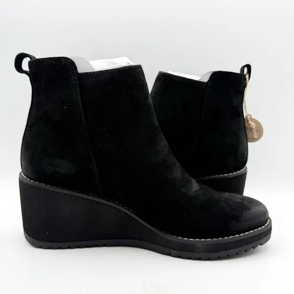 Sofft Womens Emeline Boots US 9.5M EU 41 Black Wedge Waterproof Suede NIB