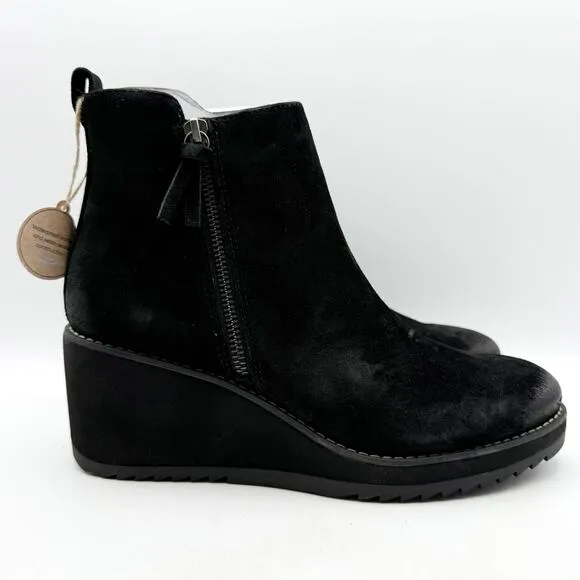 Sofft Womens Emeline Boots US 9.5M EU 41 Black Wedge Waterproof Suede NIB