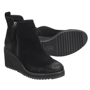 Sofft Womens Emeline Boots US 9.5M EU 41 Black Wedge Waterproof Suede NIB