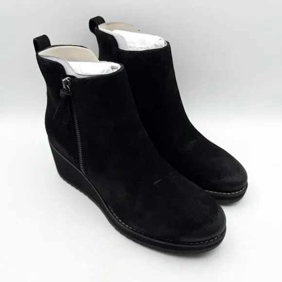 Sofft Womens Emeline Boots US 9.5M EU 41 Black Wedge Waterproof Suede NIB