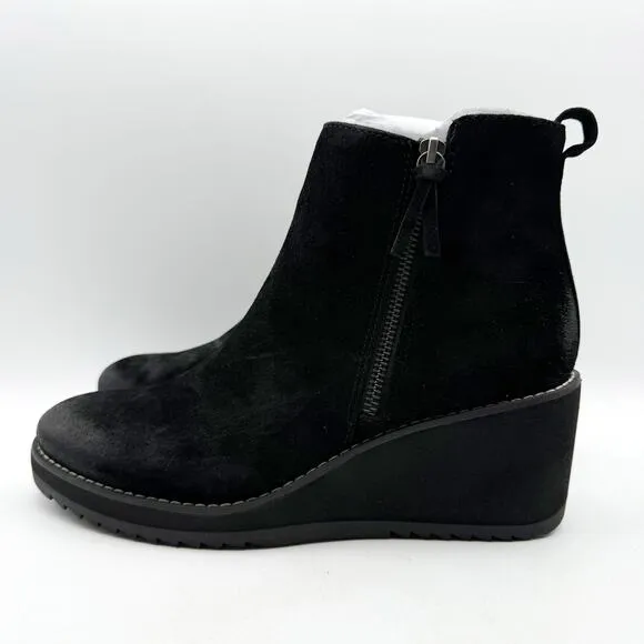 Sofft Womens Emeline Boots US 9.5M EU 41 Black Wedge Waterproof Suede NIB