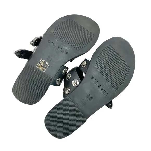SOL SANA Eastwood Stud Leather Slide Sandal Sz 36/5
