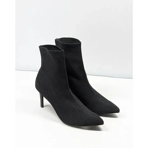Sol Sana Women's Ezra Black Stretch Knit Pointed toe Boot Size 41 EU (MSRP $175)