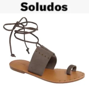 SOLUDOS MILOS DOVE GREY STUDDED SUEDE ANKLE WRAP SANDALS **NWT**
