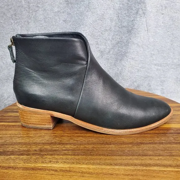 Soludos Venetian Booties Womens 8.5 Black Leather Zip Up Pointed Toe Ankle Boots