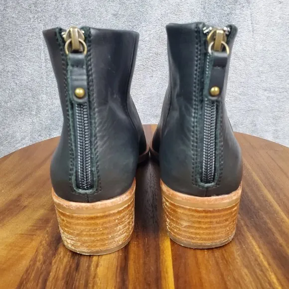 Soludos Venetian Booties Womens 8.5 Black Leather Zip Up Pointed Toe Ankle Boots