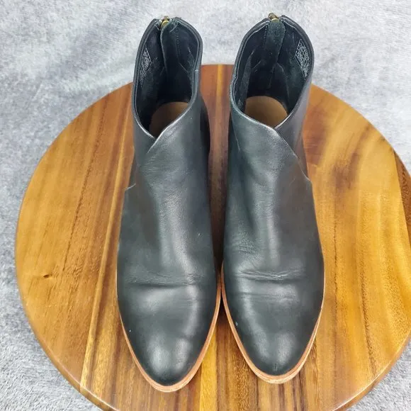 Soludos Venetian Booties Womens 8.5 Black Leather Zip Up Pointed Toe Ankle Boots