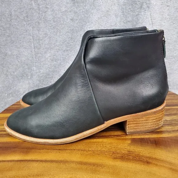 Soludos Venetian Booties Womens 8.5 Black Leather Zip Up Pointed Toe Ankle Boots