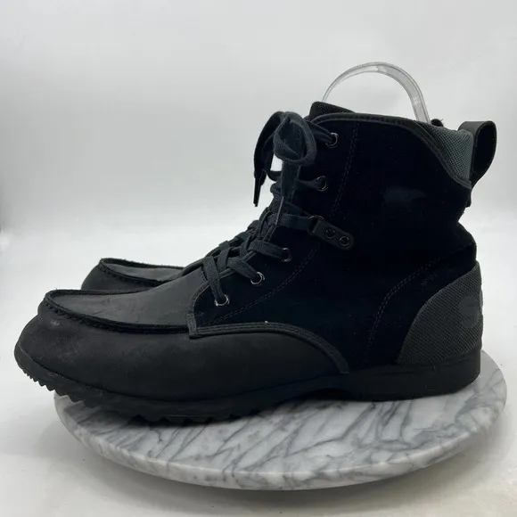 Sorel Boots Mens 15 Ankeny Moc Toe Waterproof Black Suede Leather Lace Up High