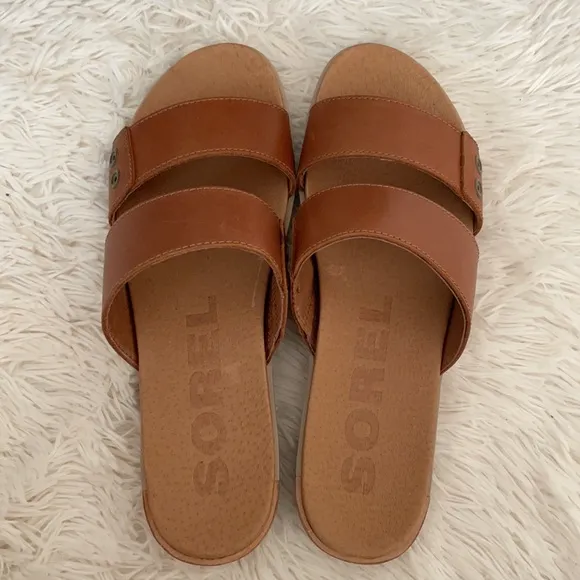 Sorel Brown Slide Sandals