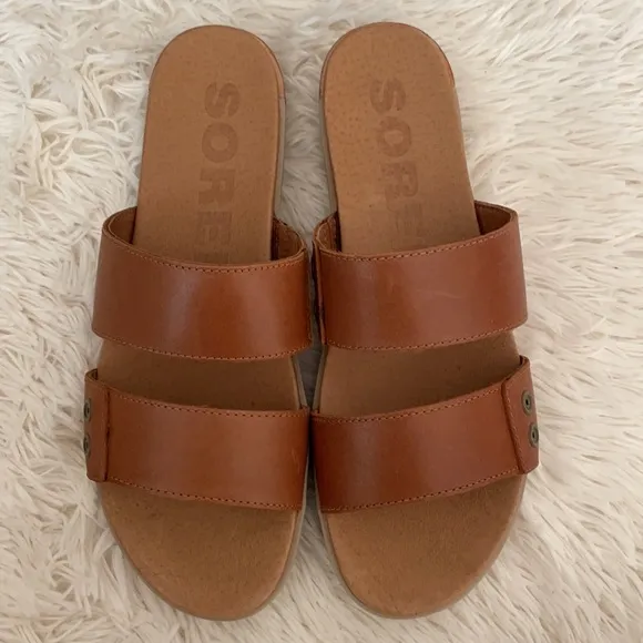 Sorel Brown Slide Sandals