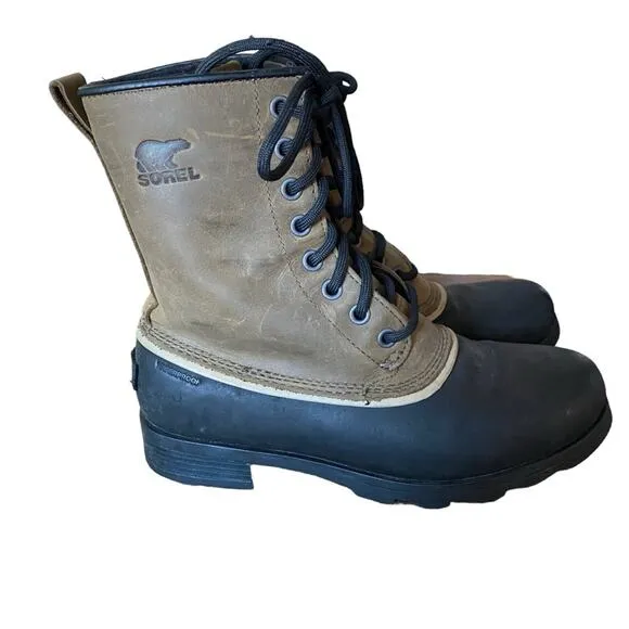 Sorel Emelie 1964 Waterproof Lace Up Boots Brown Tan Black size 6