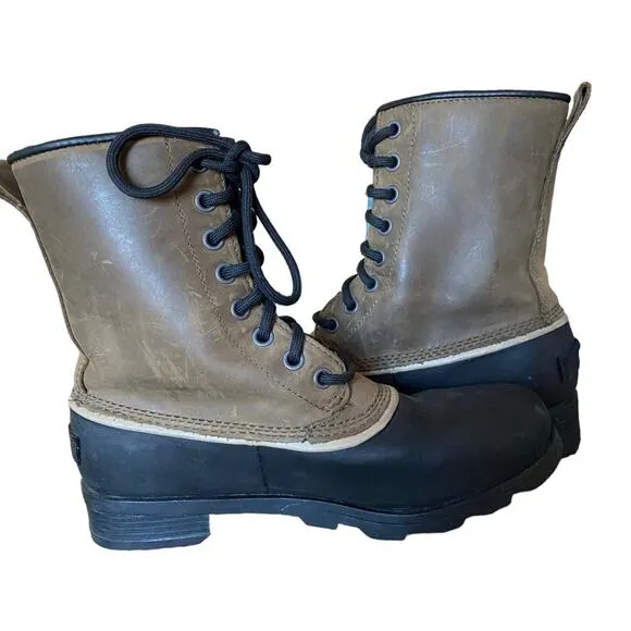 Sorel Emelie 1964 Waterproof Lace Up Boots Brown Tan Black size 6